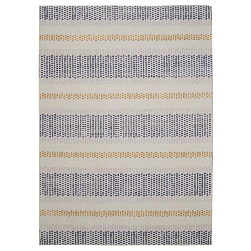 Linon Home Decor Del Ivory and Blue 3 ft. x 5 ft. Washable Polyester Indoor/Outdoor Area Rug THDR04076