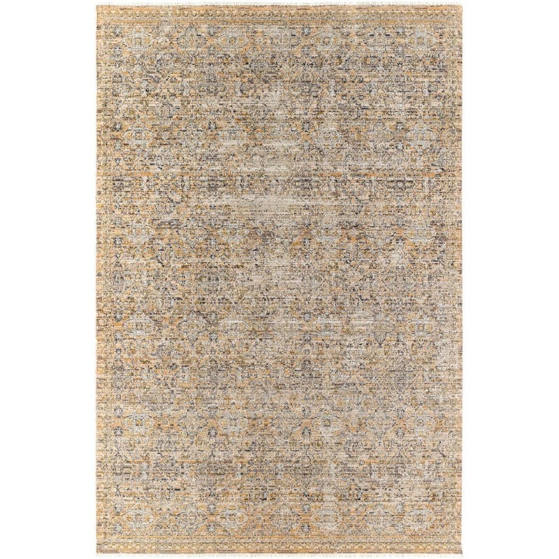 Livabliss Becki Owens Margaret 5 ft. 3 in. ft. x 7 ft. 10 in. Faded Taupe Damask Washable Indoor/Outdoor Area Rug BOMG2307-53710