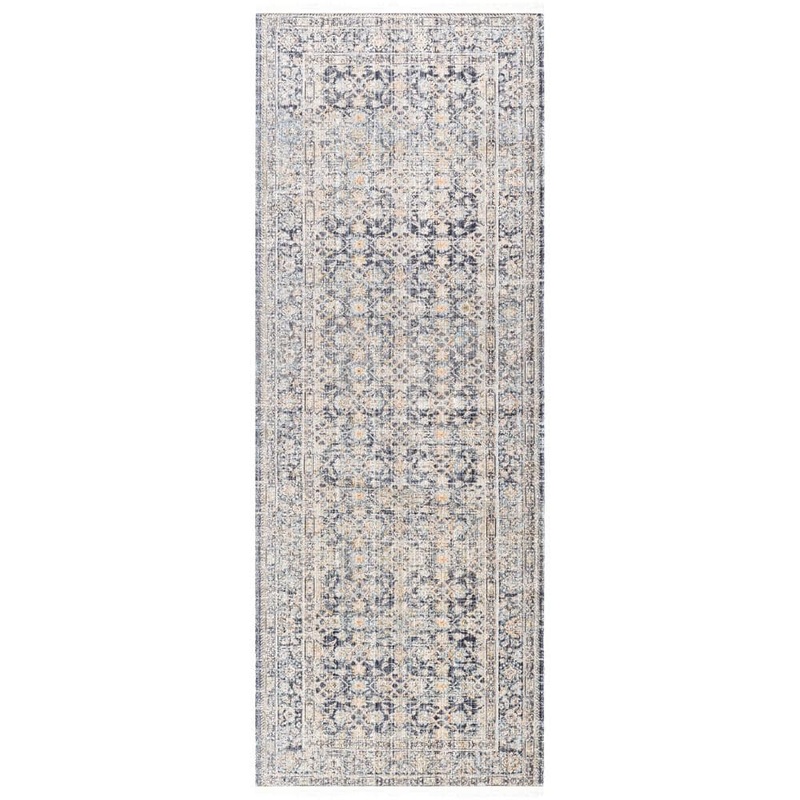 Livabliss Becki Owens Margaret Gray/Charcoal Damask 3 ft. x 7 ft. Machine-Washable Indoor/Outdoor Area Rug Runner BOMG2308-2773