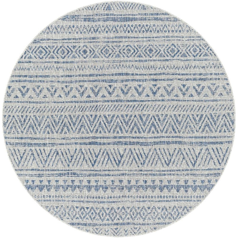 Livabliss Eartha Blue 6 ft. 7 in. Round Indoor/Outdoor Area Rug S00161016912