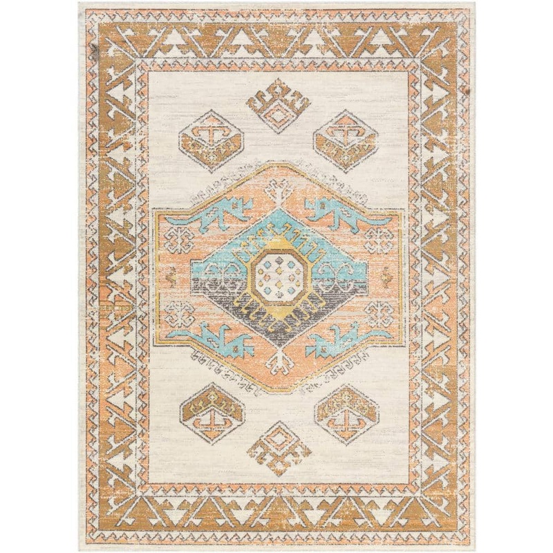Livabliss Maneli Camel 7 ft. 10 in. x 10 ft. Medallion Indoor/Outdoor Patio Area Rug S00161029203