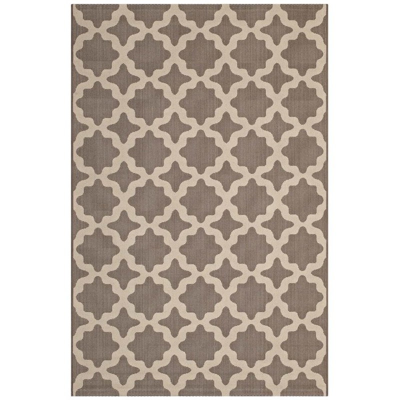 MODWAY Cerelia in Light and Dark Beige 5 ft. x 8 ft. Moroccan Trellis Indoor and Outdoor Area Rug R-1139A-58
