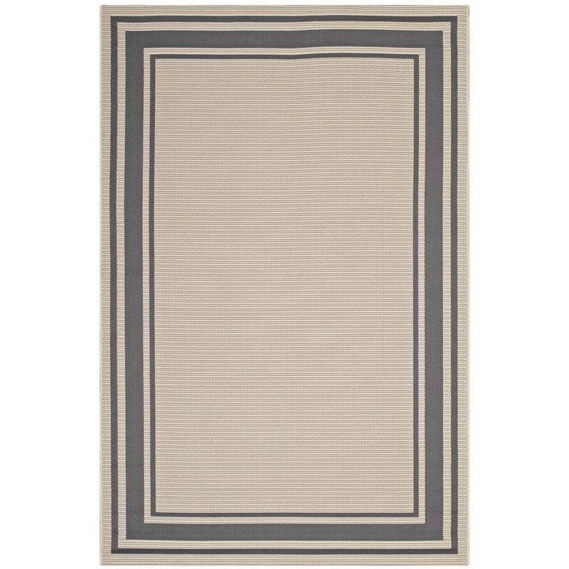 MODWAY Rim Solid Border Borderline 5 ft. x 8 ft. Indoor and Outdoor Area Rug in Gray and Beige R-1140D-58