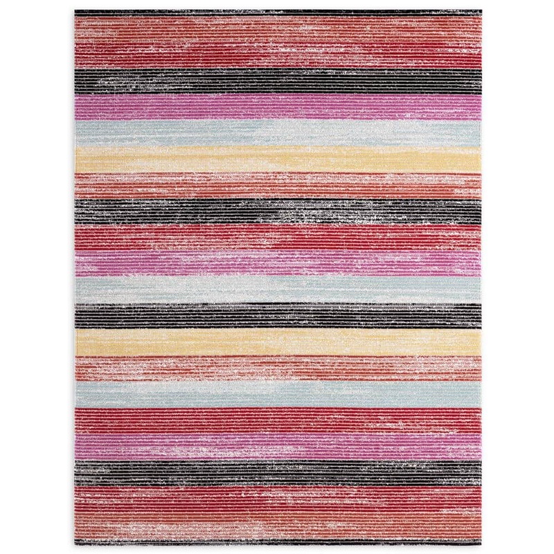 Nicole Miller Patio Sofia Estelle Red/Pink 8 ft. x 10 ft. Abstract Indoor/Outdoor Area Rug 1-7879-999