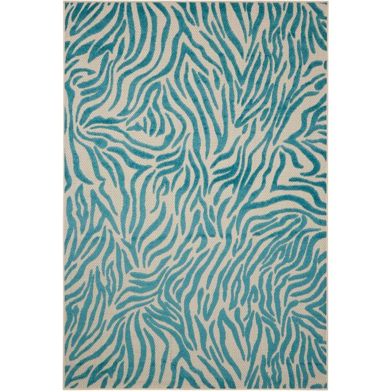 Nourison Aloha Blue 10 ft. x 13 ft. Animal Print Modern Indoor/Outdoor Patio Area Rug 242518
