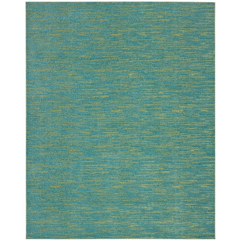 Nourison Essentials 9 ft. x 12 ft. Blue Green  Solid Contemporary Indoor/Outdoor Patio Area Rug 823106