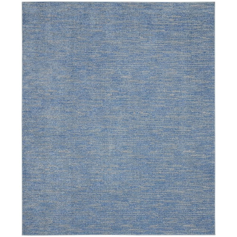 Nourison Essentials 9 ft. x 12 ft. Blue/Grey  Solid Contemporary Indoor/Outdoor Patio Area Rug 822833