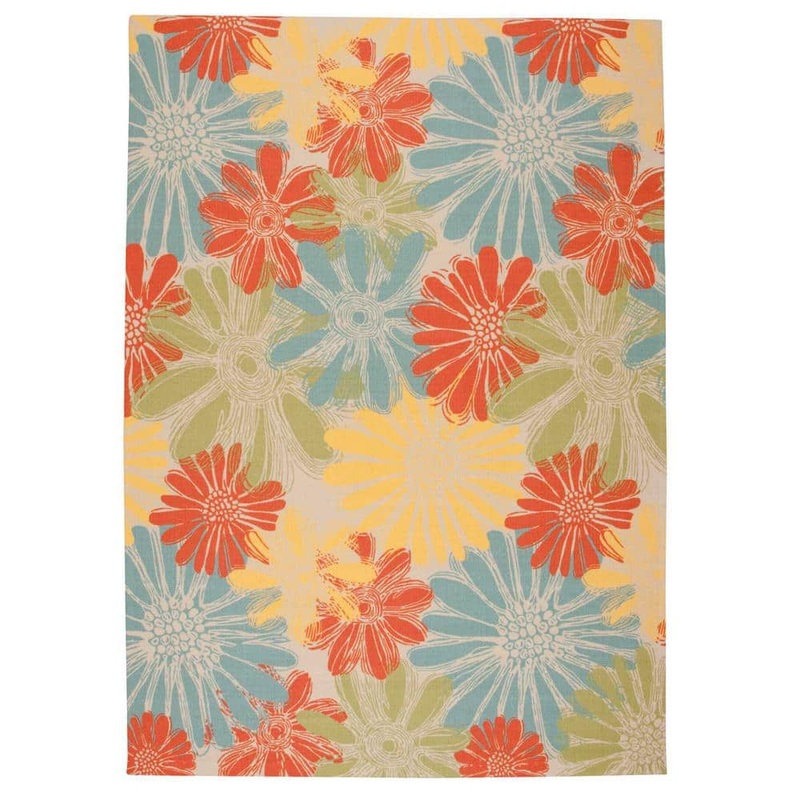 Nourison Home and Garden Daisies Ivory 8 ft. x 11 ft. Floral Contemporary Indoor/Outdoor Patio Area Rug 112521