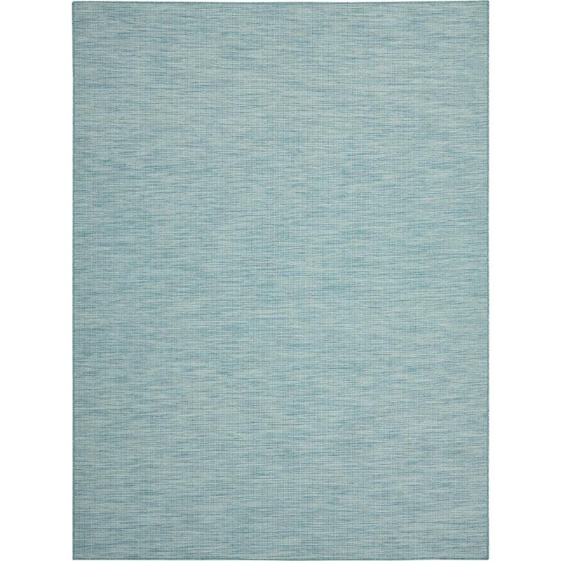 Nourison Positano Aqua 8 ft. x 10 ft. Solid Modern Indoor/Outdoor Patio Area Rug 790774
