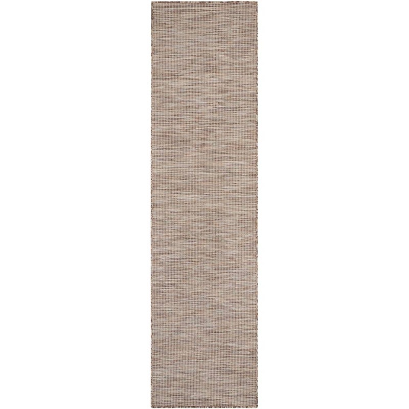 Nourison Positano Beige 2 ft. x 8 ft. Kitchen Runner Solid Modern Indoor/Outdoor Patio Area Rug 791382
