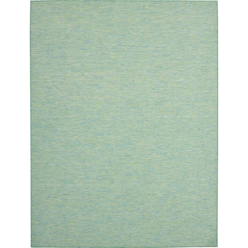 Nourison Positano Blue/Green 7 ft. x 10 ft. Solid Modern Indoor/Outdoor Patio Area Rug 790583
