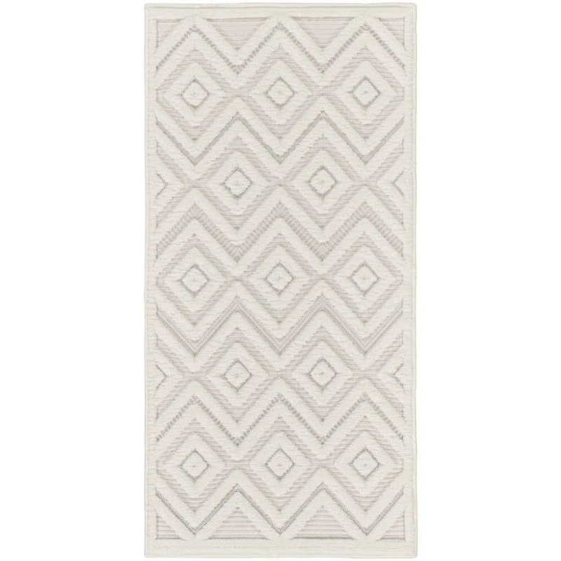 Nourison Versatile Ivory White 3 ft. x 5 ft. Diamond Contemporary Area Rug 935151
