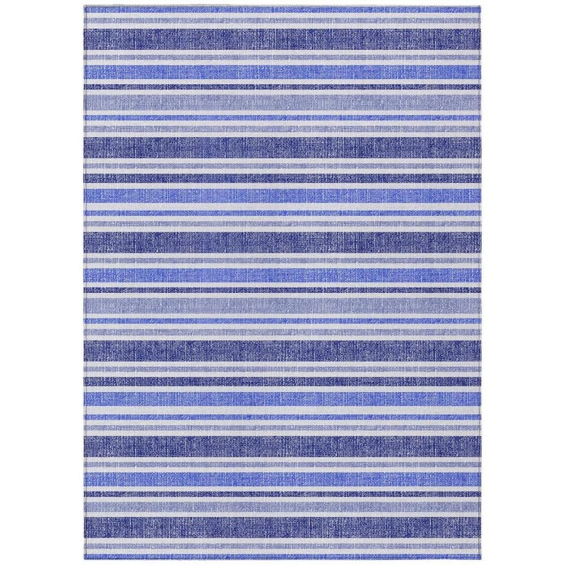 HomeRoots Blue 9 ft. x 12 ft. Woven Striped Polyester Rectangle Indoor/Outdoor Area Rug 2000561138