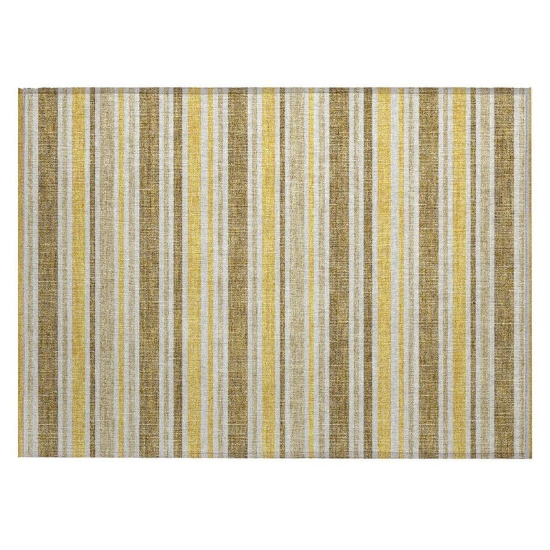 HomeRoots Brown and Orange 2 ft. x 3 ft. Woven Striped Polyester Rectangle Indoor/Outdoor Area Rug 2000561203