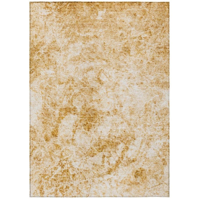 HomeRoots Cream and Gold 5 ft. x 8 ft. Woven Abstract Rectangle Indoor/Outdoor Area Rug 2000562654