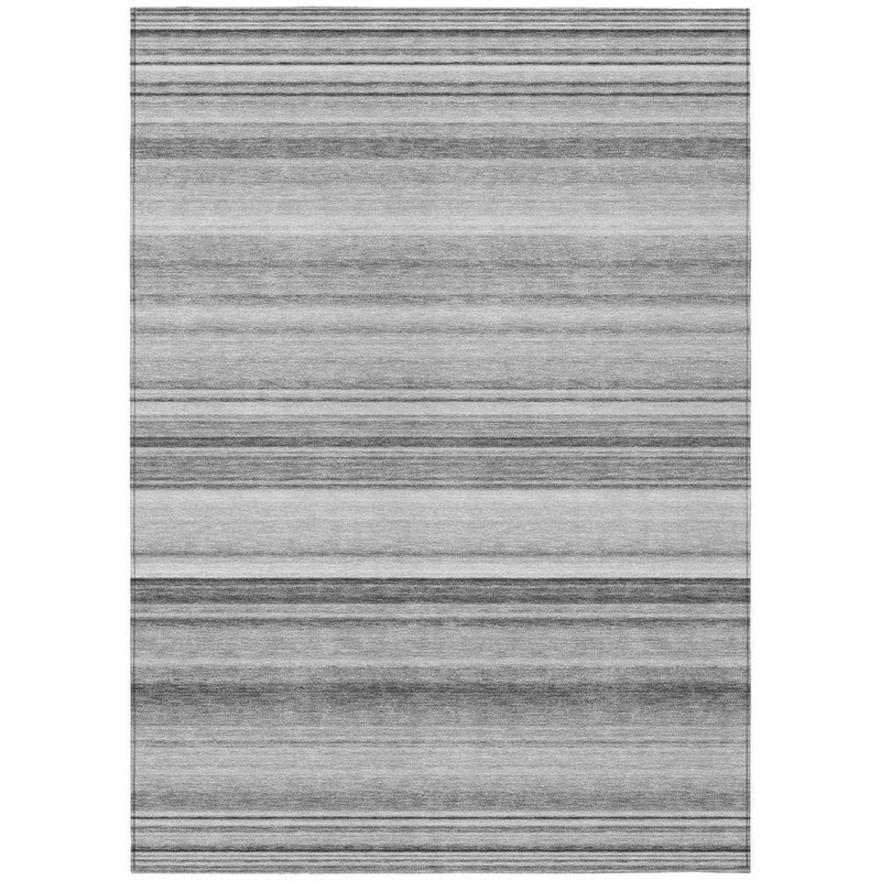 HomeRoots Gray 9 ft. x 12 ft. Woven Striped Polyester Rectangle Indoor/Outdoor Area Rug 2000561021