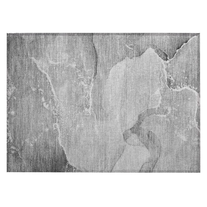 HomeRoots Gray and Ivory 2 ft. x 3 ft. Woven Abstract Polyester Rectangle Indoor/Outdoor Area Rug 2000560256