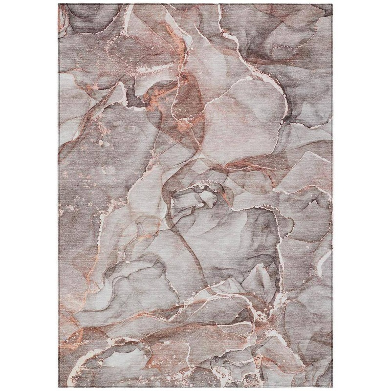 HomeRoots Gray and Red 5 ft. x 8 ft. Woven Abstract Polyester Rectangle Indoor/Outdoor Area Rug 2000560352