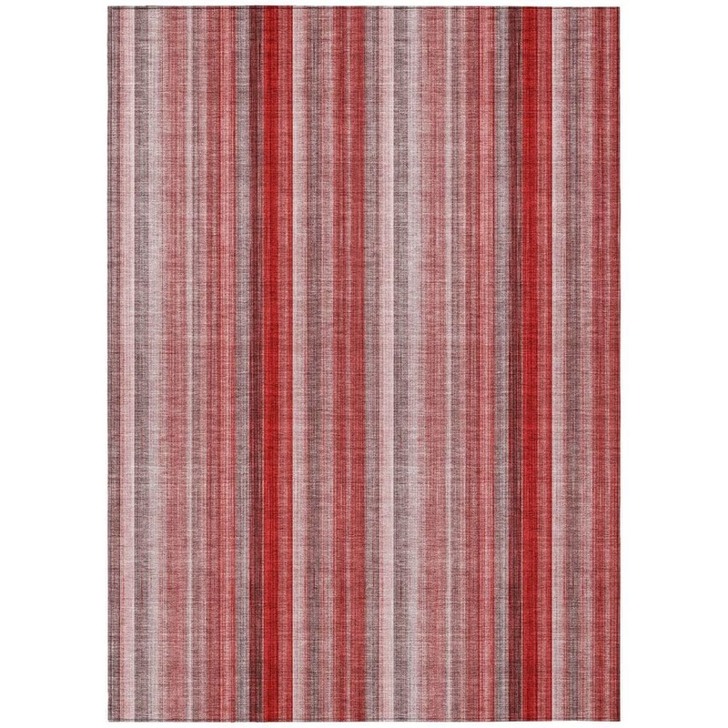 HomeRoots Gray Pink and Red 10 ft. x 14 ft. Woven Striped Rectangle Indoor/Outdoor Area Rug 2000562091