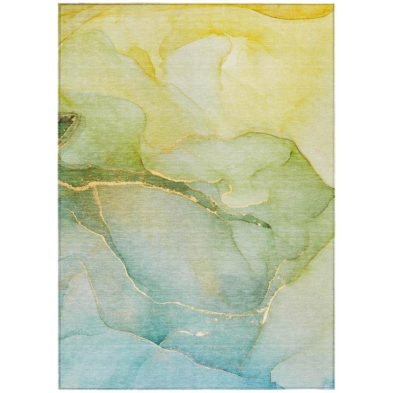HomeRoots Green 3 ft. x 5 ft. Abstract Indoor / Outdoor Area Rug 2000559805