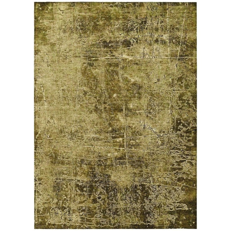 HomeRoots Green 5 ft. x 8 ft. Woven Abstract Rectangle Indoor/Outdoor Area Rug 2000563092