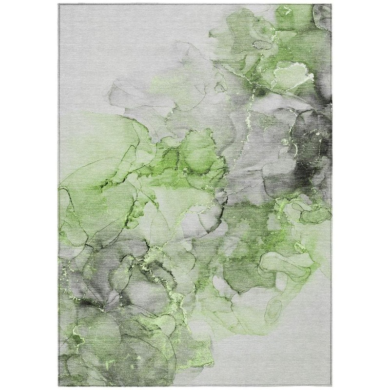 HomeRoots Green 9 ft. x 12 ft. Woven Abstract Polyester Rectangle Indoor/Outdoor Area Rug 2000560409