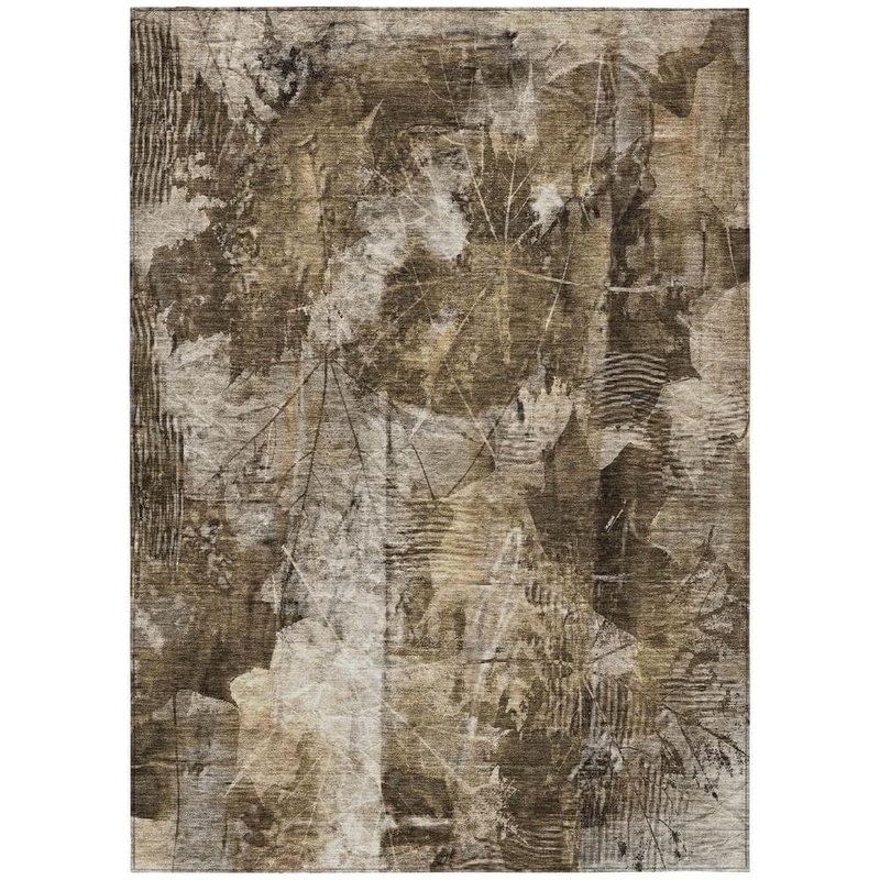 HomeRoots Taupe 9 ft. x 12 ft. Woven Floral Rectangle Indoor/Outdoor Area Rug 2000563203