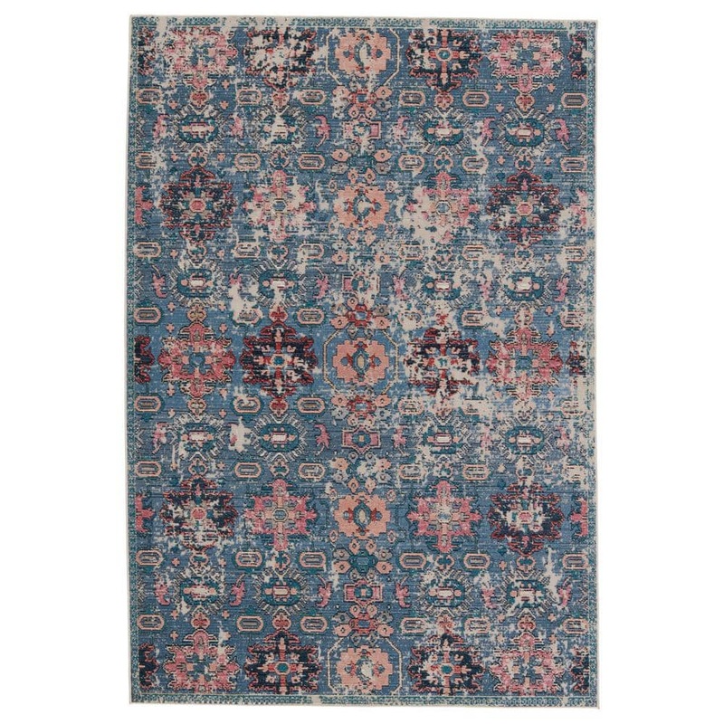 Jaipur Living Swoon Blue/Pink 2 ft.6 in. X 4 ft. Oriental Rectangle Area Rug RUG150671