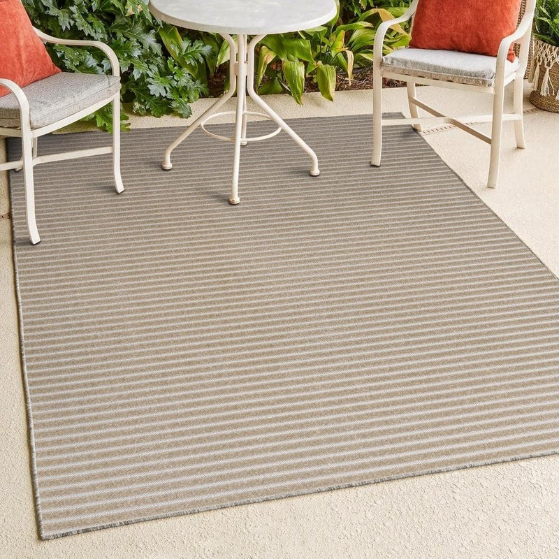 JONATHAN Y Aarhus High-Low Minimalist Scandi Striped Beige/Cream 3 ft. x 5 ft. Indoor/Outdoor Area Rug SCN102C-3