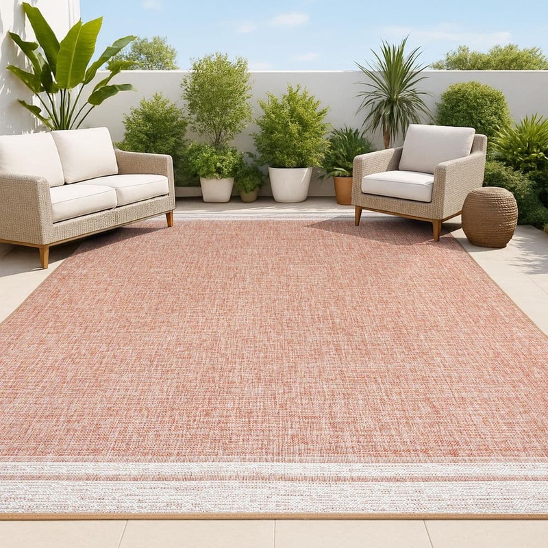 JONATHAN Y Alda Modern Minimalist Mingled Solid Salmon/Cream 5 ft. x 8 ft. Indoor/Outdoor Area Rug TSN213B-5