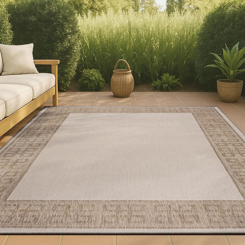 JONATHAN Y Athena Classic Geometric Border Cream/Beige 8 ft. x 10 ft. Indoor/Outdoor Area Rug TSN212A-8