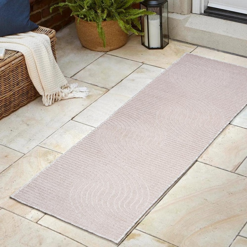 JONATHAN Y Skagen High-Low Minimalist Curve Geometric Ivory/Cream 2 ft. x 8 ft. Indoor/Outdoor Runner Rug SCN100B-28