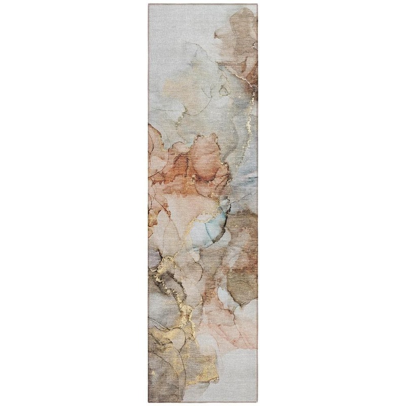 HomeRoots Beige 2 ft. x 8 ft. Woven Abstract Polyester Runner Indoor/Outdoor Area Rug 2000560385