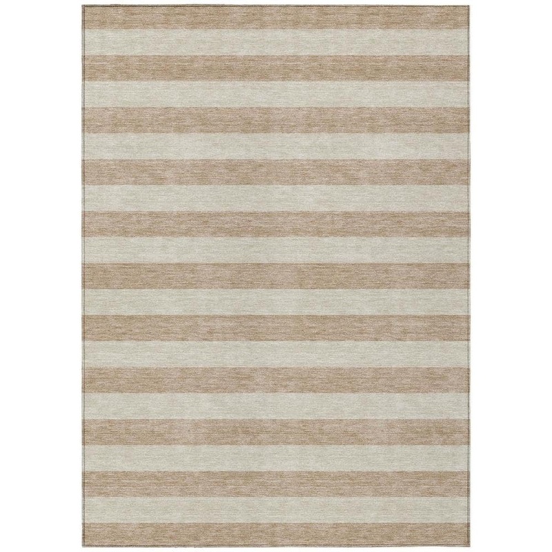 HomeRoots Beige 9 ft. x 12 ft. Woven Striped Polyester Rectangle Indoor/Outdoor Area Rug 2000561039