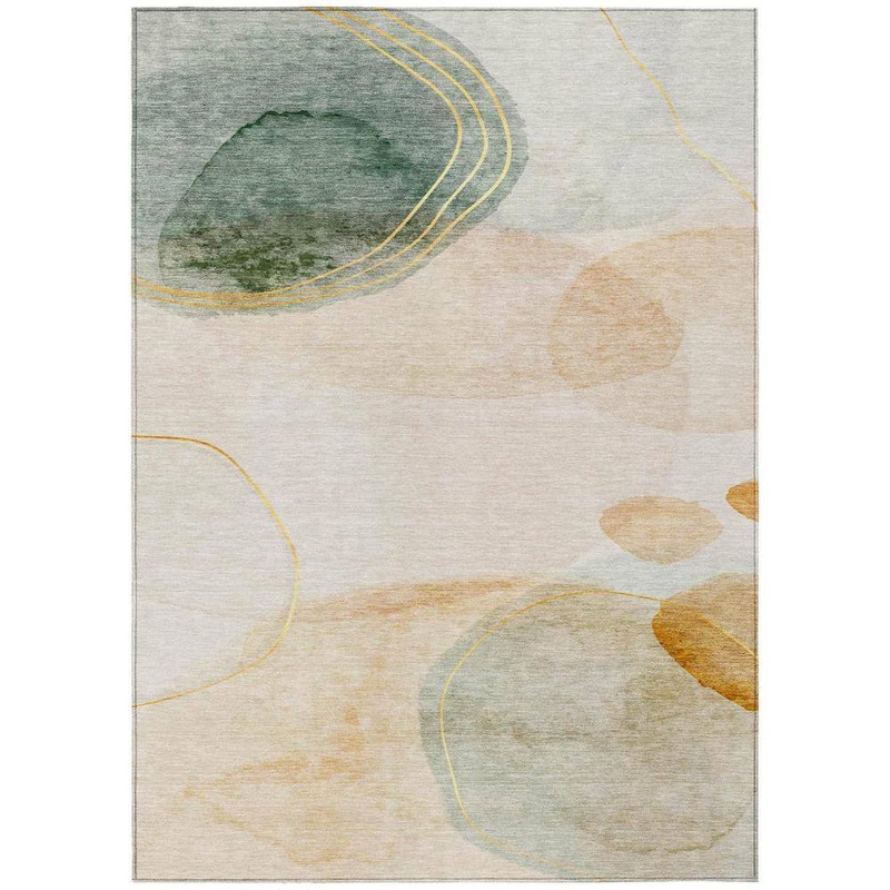 HomeRoots Beige and Green 5 ft. x 8 ft. Woven Abstract Rectangle Indoor/Outdoor Area Rug 2000562141