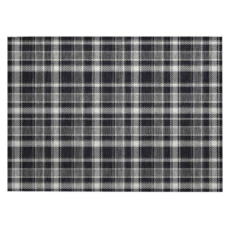 HomeRoots Black Gray and White 2 ft. x 3 ft. Woven Plaid Rectangle Indoor/Outdoor Area Rug 2000563331