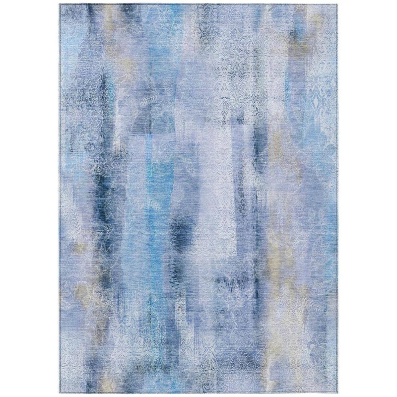 HomeRoots Blue 3 ft. x 5 ft. Woven Border Polyester Rectangle Indoor/Outdoor Area Rug 2000561645