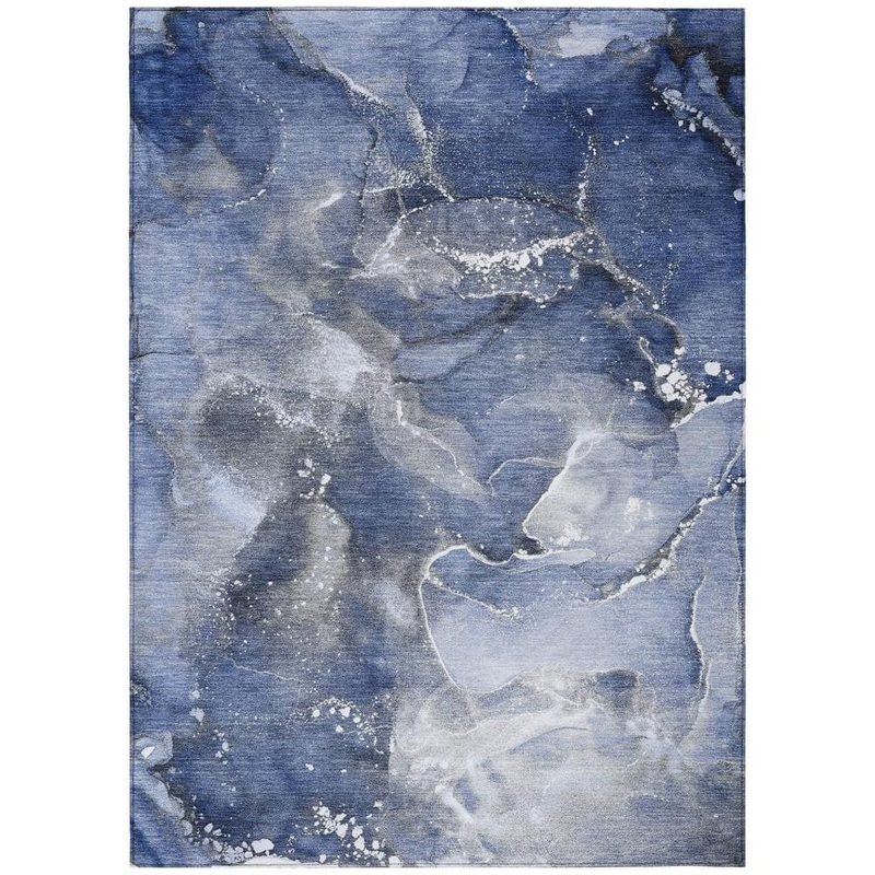 HomeRoots Blue and Gray 10 ft. x 14 ft. Woven Abstract Polyester Rectangle Indoor/Outdoor Area Rug 2000560318