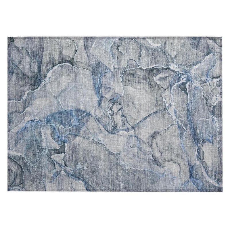 HomeRoots Blue and Gray 2 ft. x 3 ft. Woven Abstract Polyester Rectangle Indoor/Outdoor Area Rug 2000560339