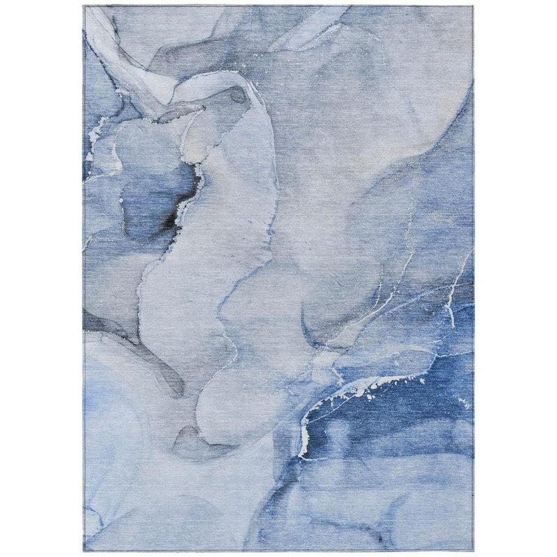 HomeRoots Blue and Gray 9 ft. x 12 ft. Woven Abstract Polyester Rectangle Indoor/Outdoor Area Rug 2000560454
