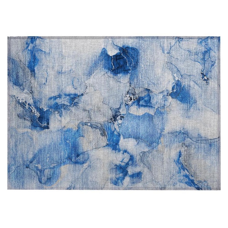 HomeRoots Blue and Ivory 2 ft. x 3 ft. Woven Abstract Polyester Rectangle Indoor/Outdoor Area Rug 2000560645