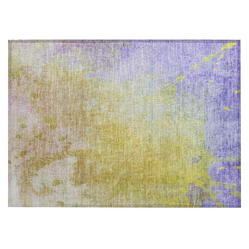 HomeRoots Blue Gold and Wheat 2 ft. x 3 ft. Woven Abstract Rectangle Indoor/Outdoor Area Rug 2000563322