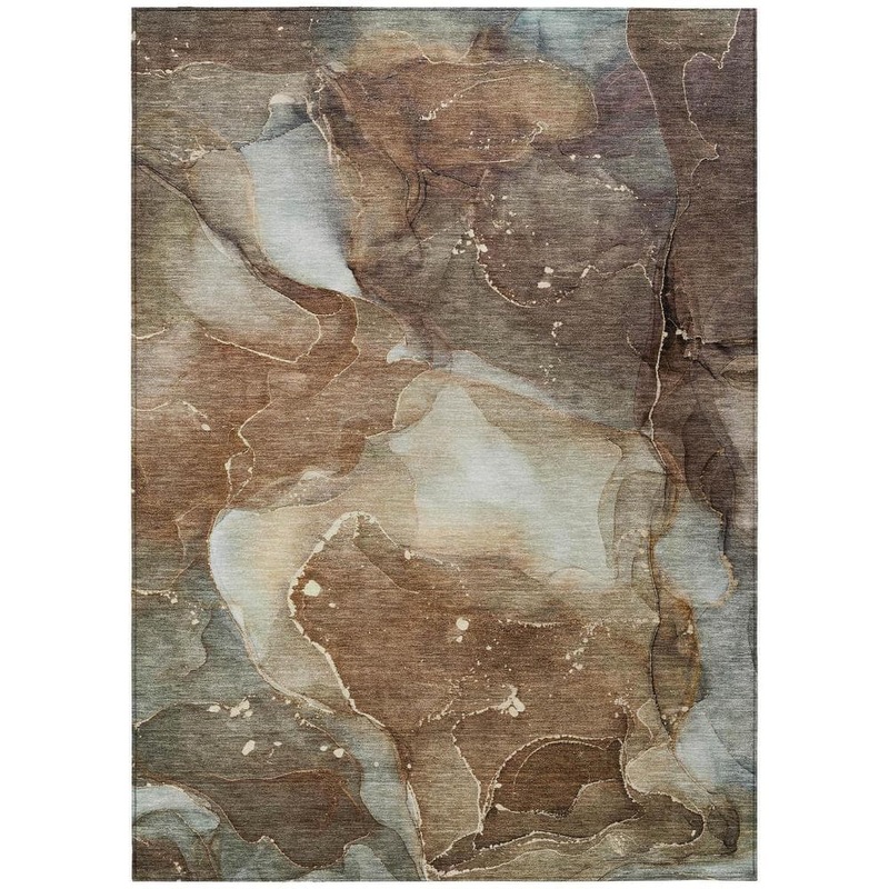 HomeRoots Brown 5 ft. x 8 ft. Woven Abstract Polyester Rectangle Indoor/Outdoor Area Rug 2000560496