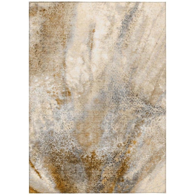 HomeRoots Brown 8 ft. x 10 ft. Abstract Indoor / Outdoor Area Rug 2000559574