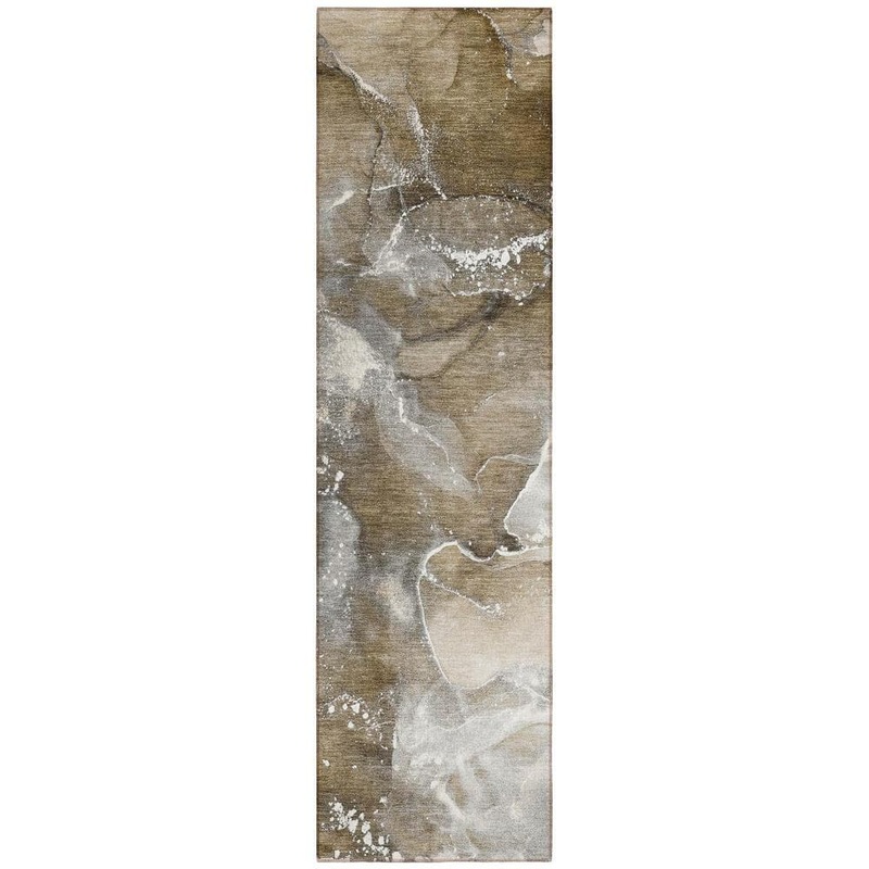 HomeRoots Brown and Gray 2 ft. x 8 ft. Woven Abstract Polyester Runner Indoor/Outdoor Area Rug 2000560284