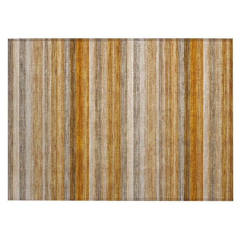 HomeRoots Brown and Orange 2 ft. x 3 ft. Woven Striped Polyester Rectangle Indoor/Outdoor Area Rug 2000561529