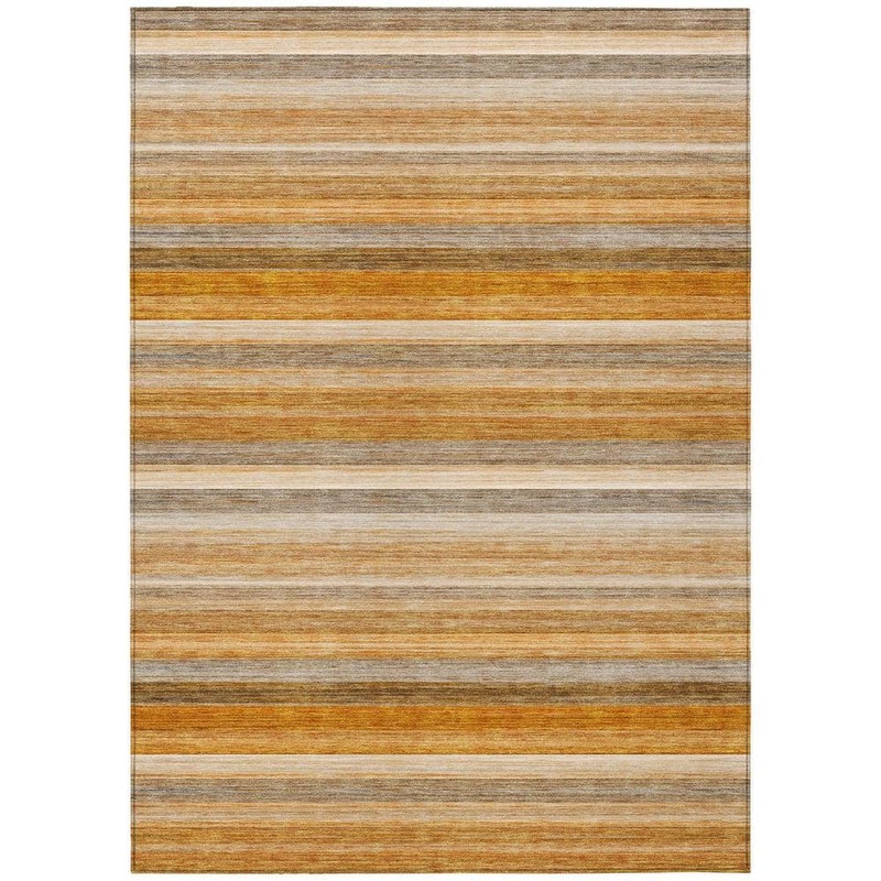 HomeRoots Brown and Orange 5 ft. x 8 ft. Woven Striped Polyester Rectangle Indoor/Outdoor Area Rug 2000561533