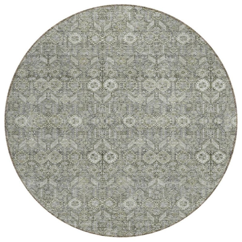 HomeRoots Cream and Tan 8 ft. Round Woven Floral Round Indoor/Outdoor Area Rug 2000564325