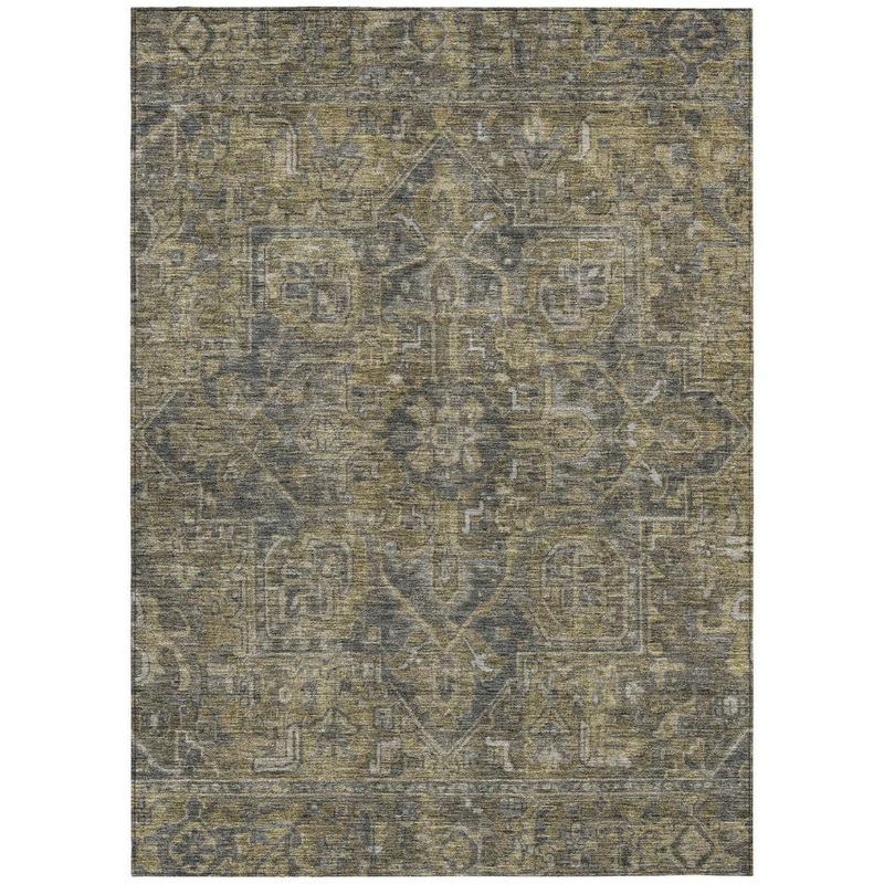 HomeRoots Dark Moss Green and Gray 10 ft. x 14 ft. Woven Oriental Rectangle Indoor/Outdoor Area Rug 2000563807