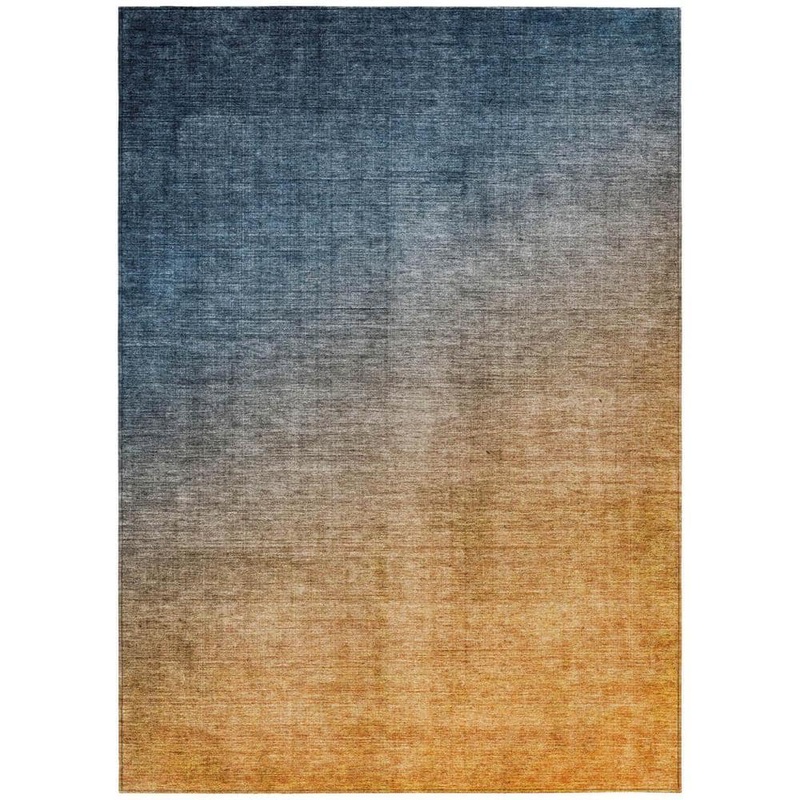 HomeRoots Denim and Gold 3 ft. x 5 ft. Woven Solid Color Rectangle Indoor/Outdoor Area Rug 2000563712